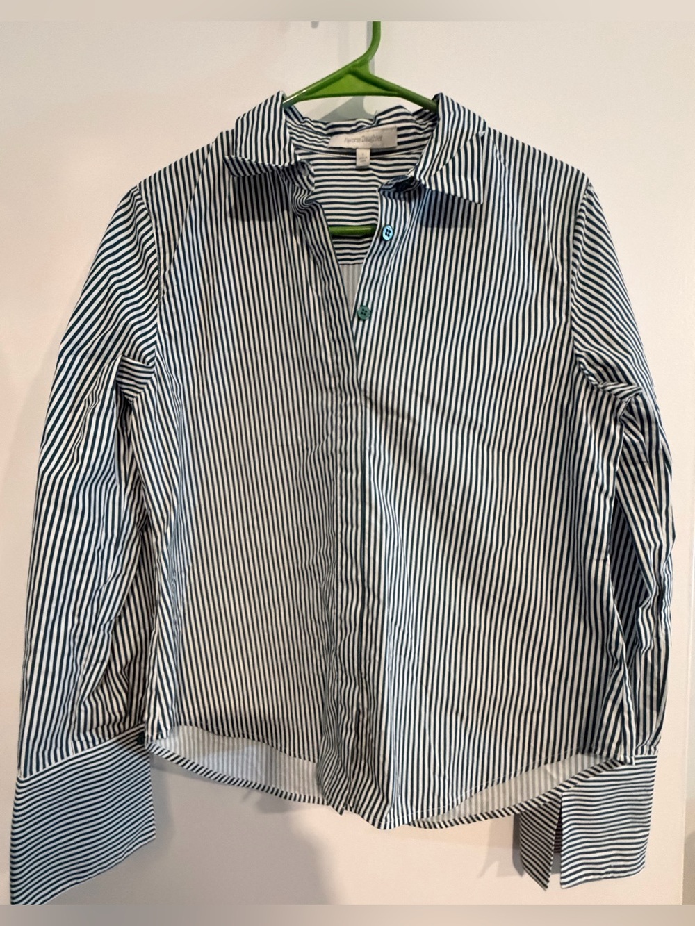 Favorite Daughter Striped classic poplin Shirt in Green and White